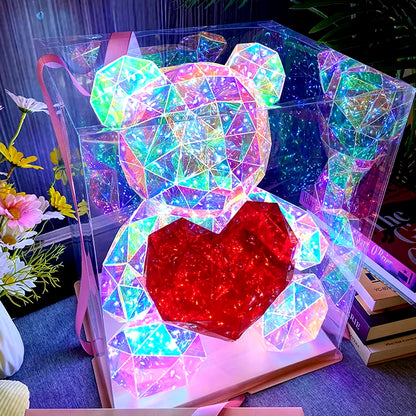 Teddy Bear Light Kids Boys Girls New Year Gift Girlfriend Romantic Birthday Valentine Day Gift Lamp Colorful Luminous Proposal